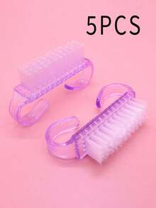 指甲清洁刷，用于清洁指甲，钩针编织刷头，符合人体工学的粉色手柄，小型除尘刷，去除指甲灰尘，塑料清洁刷，美甲沙龙清洁工具，除尘小刷，非常适合美甲和足疗，高效清洁手指和指甲，无异味