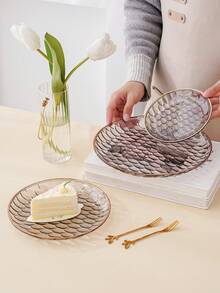 1pc New Luxury Round Gold-Plated Multi-Purpose Trinket Tray - Grey - View 4