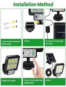 1pc 18650-600mAh Detachable Solar Garage Light, Remote Control Solar Wall Light, 3 Lighting Modes, Motion Sensor, Solar Powered, Auto On/Off, Waterproof, Weather-Resistant, Suitable For Outdoor Yard, Garden, Pathway, Emergency Road, Small Trail, Garage, And Patio - Black - View 8