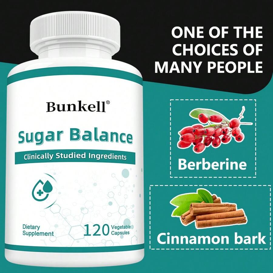 5-In-1 Blood Sugar Balance Dietary Supplement - 120 Capsules - Contains Gymnema Sylvestre, Cinnamon, Licorice, White Willow Bark, And Berberine HCl - Supports Cardiovascular Health And Healthy Blood Sugar Levels - 1 Bottle - View 1