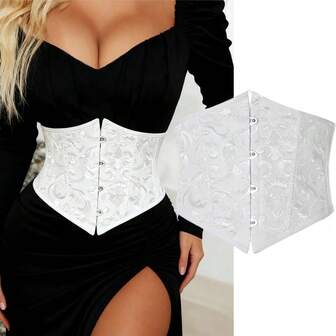 1pc Women's Short Jacquard Waist Cincher, Bust Enhancing Waist Trainer, Suitable For Parties And Daily Wear