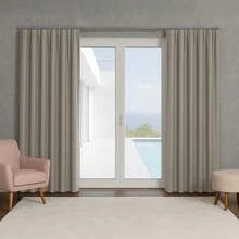 Blackout Curtain 3.00m X 2.70m Swiss Track Easy To Install Fabric Reduces Heat And Light Living Room Bedroom - Xám - Xem 1