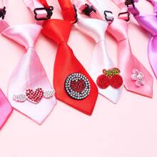 1/10 Peças Gravata de Estimação Enfeitada com Strass de Cetim, Design Fofo de Asa de Borboleta, Flor e Amor, Acessório Universal para Gatos e Cães em Ocasiões Especiais, Acessórios Fofos e Divertidos para Passeios Diários e Fotografia, Dia dos Namorados, Casamento, Festa de Aniversário, Moda de Estimação, Acessórios, Acessórios para Filhotes, Itens para Cães e Gatos