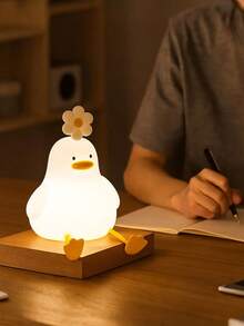 1个可充电硅胶鸭造型夜灯，带触摸感应器 - 1200mAh锂电池，USB供电，可调光，床头灯，带亮度调节和定时功能 - 彩色 - 查看 4