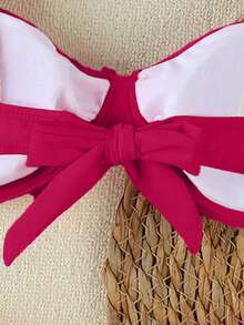 Bộ bikini mới về mùa Xuân/Hè, gợi cảm và thanh lịch, phối màu đỏ trắng tương phản, thích hợp cho đi biển, dự tiệc, hẹn hò dành cho nữ. - Nhiều màu - Xem 6