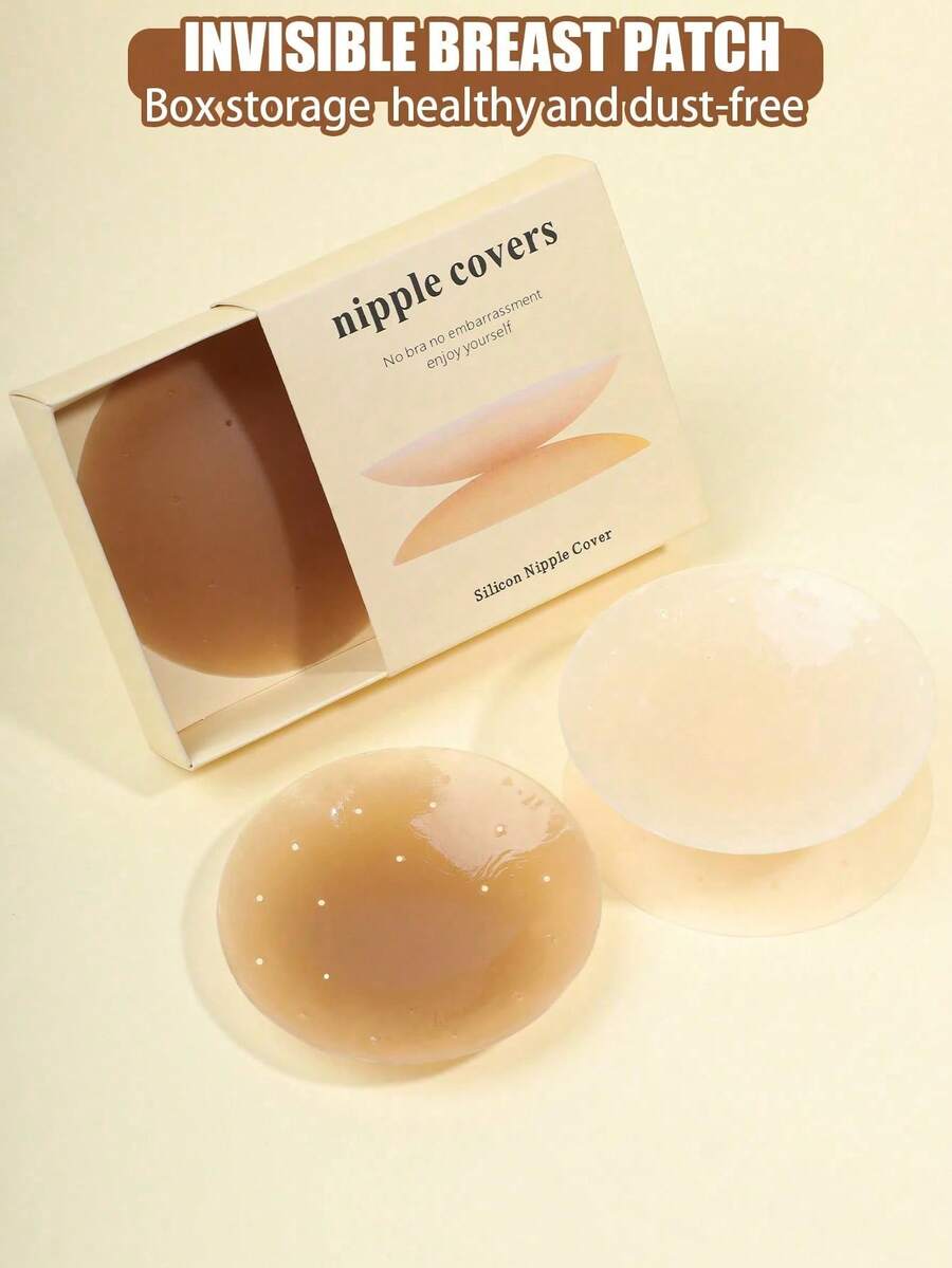 2/4片装硅胶透气隐形乳贴，专为婚纱、无肩带礼服、隐形内衣、连衣裙、连体裤、女士休闲装、紧身衣、旅行度假设计 - 彩色 - 查看 1