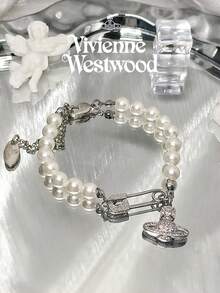 Vivienne Westwood Elegant Beaded Pendant Lucrece Pearl Bracelet - Silver - View 3