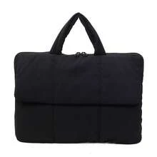 柔软笔记本电脑保护套，适用于 14/15.6 英寸笔记本电脑，轻便防震，公文包式手提包，绗缝刺绣，简约通勤包，可挂在行李箱拉杆上，笔记本电脑包，笔记本电脑保护套，男女通用旅行必备 - 彩色 - 查看 15