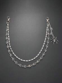 暗黑风格金属蜘蛛腰链，个性化嘻哈裤链，朋克双层黑色蜘蛛腰链 - 均碼 - 查看 3