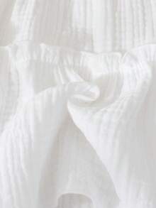 Baby Girl Spaghetti Strap Ruffle Bow A-Line Cake Dress, Suitable For Daily Outings In Spring/Summer - White - View 8