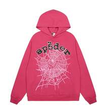 SP5DER Hoodie Cobweb Pattern Spider Worldwide Tracksuit Unisex Sweatshirt Men Women Graphic Outwear, Tracksuit Pullover Sweatshirt For Women Men Matching Hoodies For Couples - Màu Hồng Tươi - Xem 6