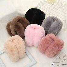 1pc Foldable Plush Ear Muffs, Cute & Fashionable, Suitable For Winter Use