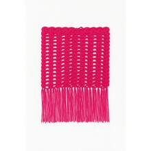 Handmade Crochet Beach Cover-Up - Fan Skirt With Fringe For Beach And Vacation - Hot Pink - View 2