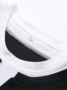 男士黑色圆领加厚短袖T恤，撞色设计，垂坠透气面料，触感顺滑亲肤，不易起球，休闲百搭，适合日常穿着、轻度通勤，男士礼物 - 黑色 - 查看 6