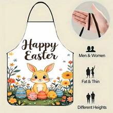 1PC Happy Easter Apron With Cute Rabbit And Colorful Eggs Design Perfect For Holiday Baking Cooking Festive Kitchen Decor Spring Seasonal Party Supplies Easter Themed Gift For Women Men Kids Celebrations - Multicolor - View 3