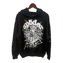 SP5DER Hoodie Cobweb Pattern Print Unisex Sweatshirt Men Women Graphic Outwear, Tracksuit Pullover Sweatshirt For Women Men Matching Hoodies For Couples - 黑色 - 查看 3