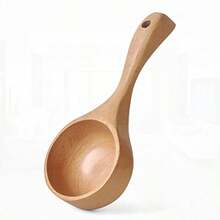 Anekoul Solid Wood Water Scoop Bath Salt Scoop Wooden Coffee Scoop Wooden Ladle Spoon Wooden Large Soup Scoops for Cooking Serving Flour Rice Beans 8.26 X 2.95 inch - como en la foto - Ver 1