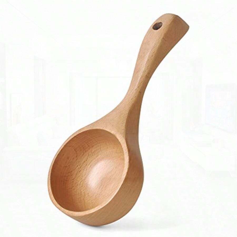 Anekoul Solid Wood Water Scoop Bath Salt Scoop Wooden Coffee Scoop Wooden Ladle Spoon Wooden Large Soup Scoops for Cooking Serving Flour Rice Beans 8.26 X 2.95 inch - como en la foto - Ver 1
