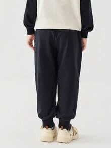 mini bala Kids Jogger Pants, Adjustable Waist Soft Stretchy Athletic Sweatpants - Black - View 3