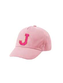 Boné infantil de beisebol com letras de A a Z, minimalista, cor sólida, adequado para bebês, crianças pequenas, meninos e meninas, chapéu de sol, fecho ajustável. - Rosa - Ver 8