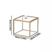 1 pieza Caja de joyería rectangular de vidrio con decoración de cadena dorada vintage - Cierre con cremallera segura, exhibición transparente para aretes, anillos, collares, pulseras - Organizador de joyas y almacenamiento elegante para el hogar - ORO - Ver 8