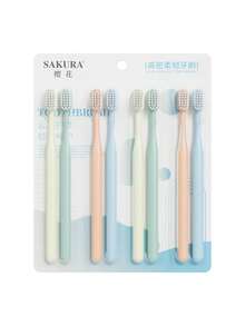 8支装成人软毛牙刷，深度清洁，高品质情侣/家庭牙刷 - 彩色 - 查看 1