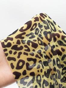 豹纹高领拉链针织网眼修身连体裤，性感魅力，纯色修身，适合鸡尾酒会、夜店、音乐节、圣诞节、新年、秋冬假期等场合。 - 金色 - 查看 6