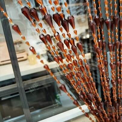 ave split - Cortina de abalorio de acrílico para puertas colgantes con borlas y separador de habitación decoración de visualización para puerta ventana sala de estar boda 042 café 39 x 78