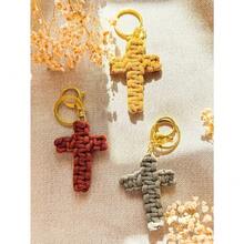 1pc Handmade Macrame Cross Keychain, Soft Woven Cross Keyring, Boho-Style Bag Charm & Car Key Accessory For Women And Men - Nhiều màu - Xem 3