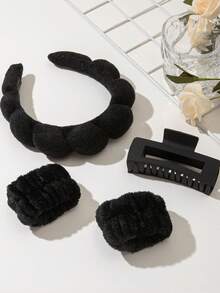 Women's New Sponge Cloud Headband - Made Of Soft High-Density Sponge And Breathable Fabric, With Wide Elastic Design And Non-Slip Silicone Lining, Adorable 3D Cloud-Shaped Headband Details, Available In Various Pink, Blue, White, And Beige Colors, Simple Solid Color Patterns With Exquisite Texture. Hair Band, Hair Hoop Hairband Beauty Home Hair Accessories - Multicolor - View 9