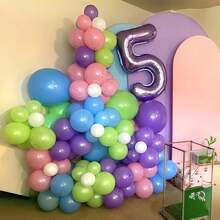 36/60 piezas Globos de látex de 10 pulgadas en colores rosa, azul, morado para fiestas, Día de San Valentín, Año Nuevo, incluye globos transparentes, rosa, dorado, morado, verde, decoraciones para fiesta de cumpleaños, baby shower con tema mágico para niños - Multicolor - Ver 6