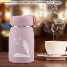 XGJMini Bota de Agua de 320 Ml Taza de Vacío con Patrón Lindo de Acero Inoxidable Portátil Taza Bota de Agua para Niños Pequeños Niñas y Niños en Interes y Exteres - Rosa - Ver 3