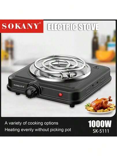  SOKANY เตาแม่เหล็กไฟฟ้า, เตาไฟฟ้าแบบพกพา, กำลังไฟสูง 1000W, 5 การตั้งค่าอุณหภูมิ, แผงสแตนเลส, พร้อมไฟแสดงสถานะความร้อน, ระบบควบคุมอุณหภูมิในตัว, ระบบป้องกันความร้อนสูงเกินไป เหมาะสำหรับเครื่องครัวทั้งหมด เหมาะสำหรับใช้ใน RV/บ้าน/แคมป์ปิ้ง/อพาร์ตเมนต์/ห้องปฏิบัติการ