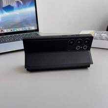 高级智能视窗PU皮革钱包翻盖手机壳,兼容三星Galaxy S25 Ultra S24+ S23 FE S22 Ultra A36 A16 A26 A56,兼容Pixel 8 8A 8PRO 9 9PRO - 带卡槽、可折叠支架、全包防震保护套 - 黑色 - 查看 5