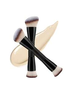 1pc Dual-Ended Makeup Brush, Soft Blush/Eyeshadow Brush, Face Makeup Brushes, Smooth Bristles Blend Easily, Powder Brush, Foundation Brush, Comfortable Handle, Concealer Brush, Home Or Salon Makeup Set, Cosmetic Tool, Face Makeup Brush, Essential Makeup Tool - Multicolor - View 4