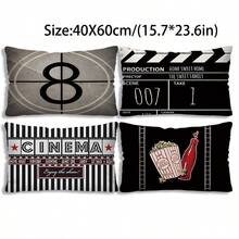 TOPSSCTR 4 件套现代电影主题抱枕套，单面设计，可机洗涤纶面料，拉链封口，沙发靠垫套，家居装饰 - 彩色 - 查看 12