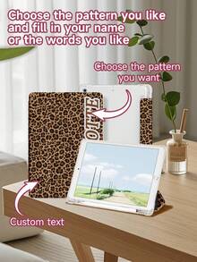 Ayotu 定制豹纹平板电脑保护套 - 可个性化定制姓名和文字，适用于 iPad 10 代、iPad 7/8/9 代（10.2 英寸），兼容三星 Galaxy Tab A9 Plus（10.95 英寸）、S7/S8（11 英寸）、Tab A7 Lite（8.7 英寸），专为女性设计的创意 DIY 保护套，是送给女友、姐妹、闺蜜的完美周年纪念和开学礼物，真皮材质，支持自动唤醒/睡眠功能。