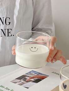 1 Set Heart & Smiling Face Printed Breakfast Cups, Suitable For Cafe, Home, Restaurant, Holiday Party, Festival Gift, Hotel, Wedding, Microwave & Oven ; Cold Brew Coffee Cup | Iced Milk Cup | Breakfast Cup | Round Mug | Minimalist Coffee Cup | Festival | Valentine's Day Gift | Cold Drink Cup | Birthday Gift - Multicolor - View 11