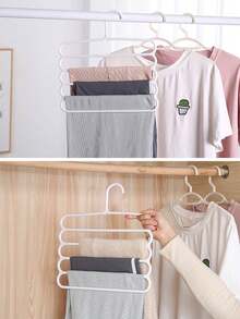 1/2/3件装多功能五层裤架，超强收纳衣橱架，可悬挂裤子、围巾、领带和配饰，防滑可折叠设计，节省空间，适用于小房间和大衣橱，耐用易取，是日常穿搭搭配和卧室或工作室高效衣橱布置的理想之选。 - 彩色 - 查看 4