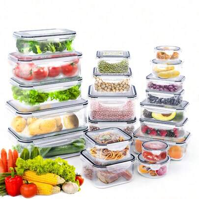12-24pcs PP Food Storage Containers, Upgraded  Sealed Lids, Plastic Meal Prep Container Set - Leak-Proof Lunch Boxes, Microwave, Oven, Refrigerator, And Dishwasher
