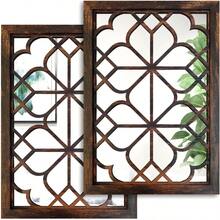 Wocred - Juego de 2 espejos de pared rectangulares magnífico espejo rústico para decoración de granja espejo de entrada de color caramelo para renovación de baño dormitorios salas de estar y mucho - Color caramelo - Ver 2