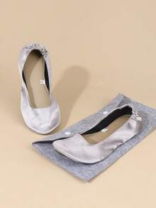 Women's Lightweight, Barefoot-Feel Black Versatile Ballet Flats For Wedding, Party, Dancing, Foldable Slip-On Flat Sandals - Grey - View 5