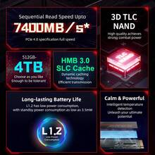 Lexar ARES SSD M.2 NVMe PCIe4.0 X4 | 1TB/2TB/4TB | 读取速度 7400MB/s | TLC 闪存颗粒 | 游戏及高速存储 - 黑色 - 查看 9