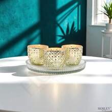 Hosley's Set of 6 -Gold Mercury Glass Votive Tea light Candle Holder 2.75". Ideal for Bridal weddings parties special events spa and aromatherapy - Oro envejecido - Ver 5