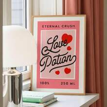 1pc Unframed Canvas Retro Love Wall Art - "Eternal Crush Love Potion" Themed Decor, Retro Poster-Style Romantic Decor, Vibe Item For Couple Spaces, Trending Cross-Border Valentine Decor Piece - Multicolor - View 1