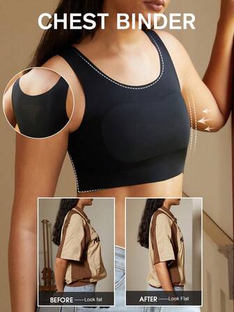 1pc Chest Binder For Women, Microshaping Seamless Bra Camisole, Trans, ,Adjustable To Minimize Chest Appearance, Shapewear Blouse Sheath Slimming Shaper