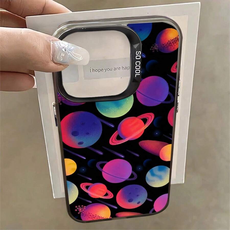1pcs Colorful Planets Galaxy Phone Case Compatible with Apple Phone 11 12 13 14 15 16 17 Pro Max X 7plus 8plus Xs Max XS Galaxy S21 S22 S23 S24 S25 Ultra.Silicone Shock Proof Vintage Funky Fashion Stunning Can Be Given To Friends Can Be Given To A Lover - Negro - Ver 1