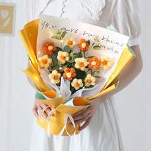 Valentine's Day Gift Graduation Season Gift Creative Mini Knitted Flower Puff Flower Yarn Bouquet Floral Decoration Artificial Flower Bouquet, Creative Mini Bouquet, Graduation, Birthday, Wedding, Decoration Gift Teacher Girlfriend Best Friend - Multicolor - View 18