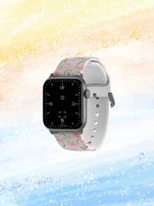 1条简约花卉木兰花图案TPU表带，兼容38/40/41/42/44/45/49mm Ultra/SE/9/10/8/7/6/5/4/3/2/1 - 彩色 - 查看 5