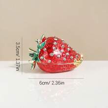 SIQIZHOU 1 hộp đựng trang sức men hình quả dâu tây cổ điển - Hộp đựng đồ du lịch bằng kim loại hình bầu dục có khóa từ tính, hộp đựng bông tai, nhẫn, vòng tay, dây chuyền để bàn di động, trang trí đính đá, hộp quà tặng đựng bông tai, nhẫn cao cấp kiểu INS, hộp đựng đồ trang sức hình răng. - Nhiều màu - Xem 13